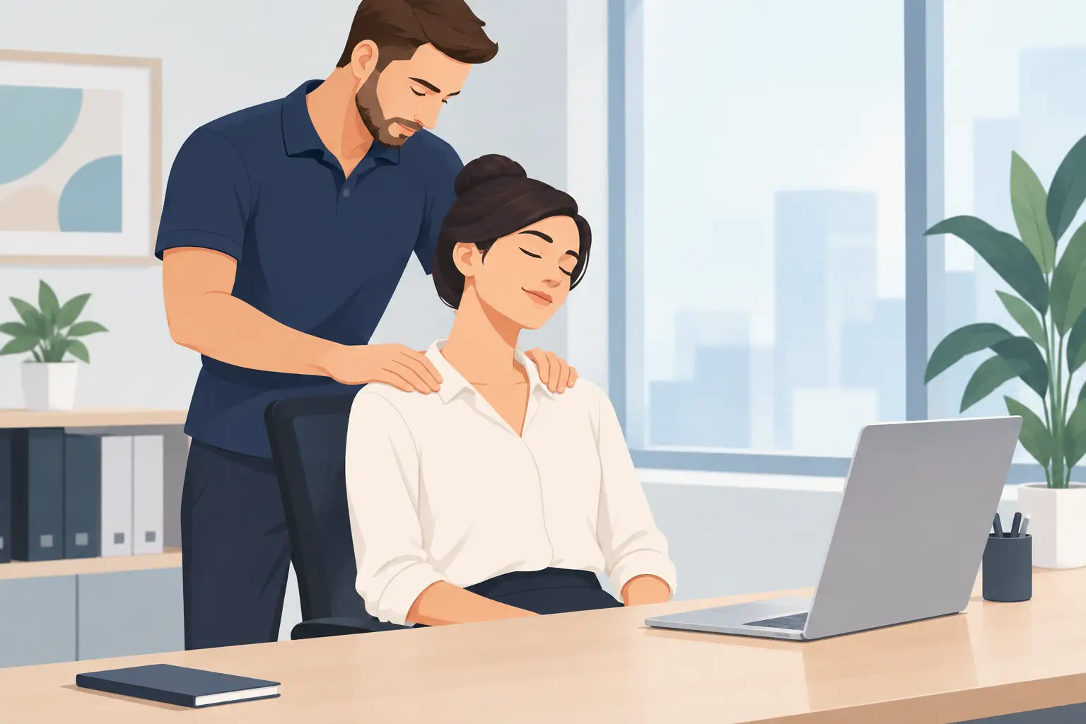 Massage-Erfolg bei Büroverspannungen spüren